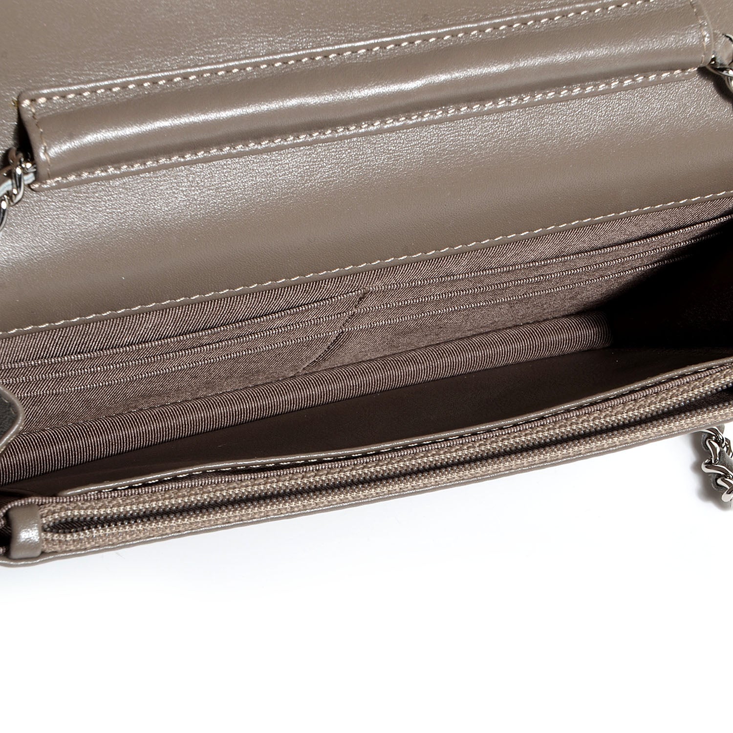 Chanel Patent Quilted Wallet On Chain WOC Grey 5 of 9