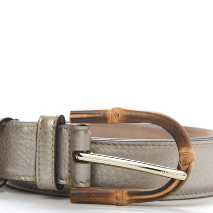 Gucci Metallic Calfskin Bamboo Buckle Belt 85 34 Golden Beige 6 of 6