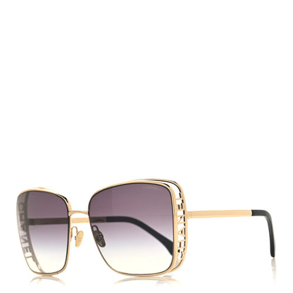 Chanel Metal Logo Square Sunglasses 71541 Gold 1 of 7