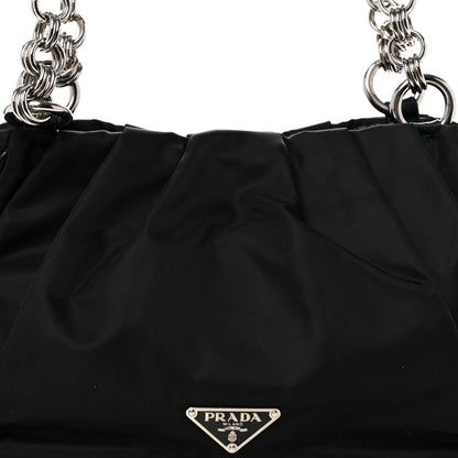Prada Tessuto Nylon Chain Shoulder Bag Black 7 of 10
