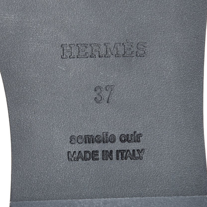 Hermes Box Calfskin Oran Sandals 37 Black 6 of 7