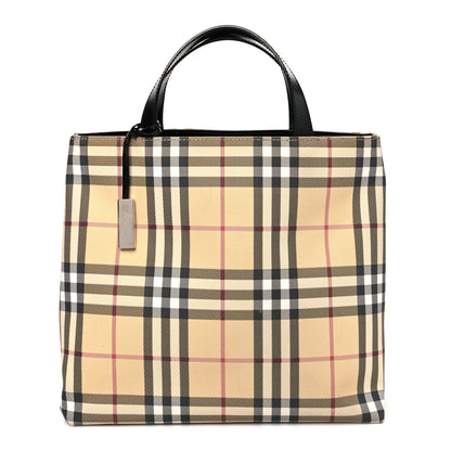 Burberry Canvas House Check Small Tote Black 1 of 8