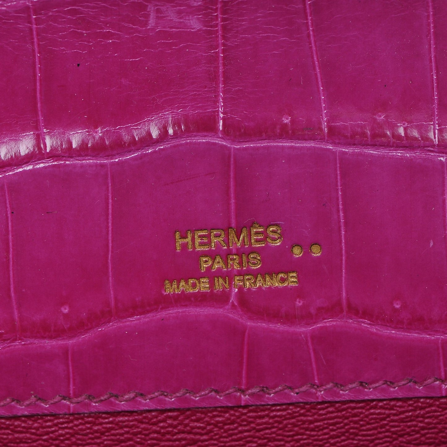 Shiny Niloticus Crocodile Kelly Cut Pochette Rose Scheherazade
