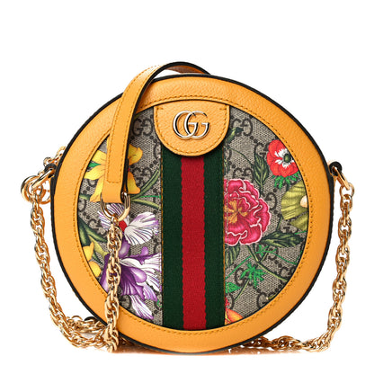 Gucci GG Supreme Monogram Flora Web Mini Ophidia Round Shoulder Bag Beige Multicolor Crop 1 of 11
