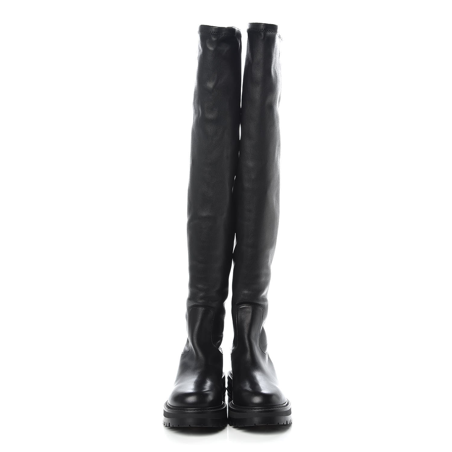 Christian Dior Stretch Lambskin Fight Knee Boots 36.5 Black 2 of 8