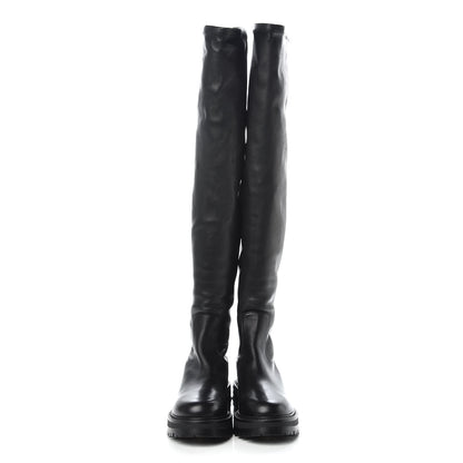 Christian Dior Stretch Lambskin Fight Knee Boots 36.5 Black 2 of 8