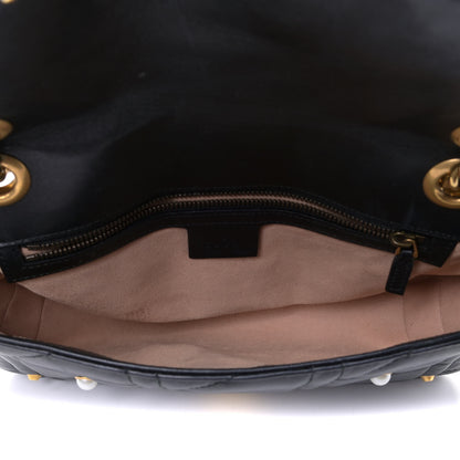 Gucci Calfskin Matelasse Studded Small Pearly GG Marmont Shoulder Bag Black 4 of 6