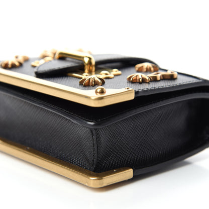 Prada Saffiano Astrology Mini Cahier Bag Black 7 of 10