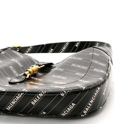 Gucci X BALENCIAGA Calfskin Logo Print Medium Jackie 1961 Hobo Black 10 of 10