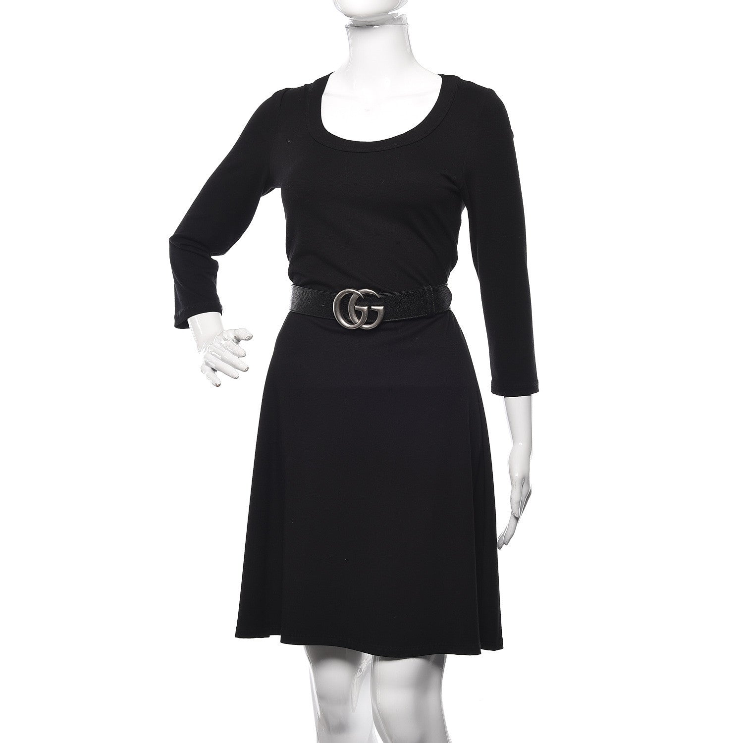 Gucci Textured Dollar Calfskin Nickel Double G 40mm Belt 105 42 Black 2 of 9