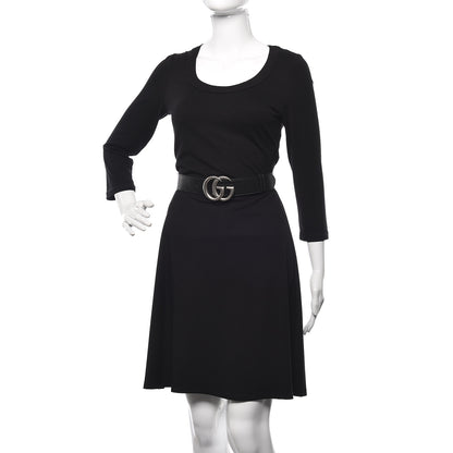 Gucci Textured Dollar Calfskin Nickel Double G 40mm Belt 105 42 Black 2 of 9
