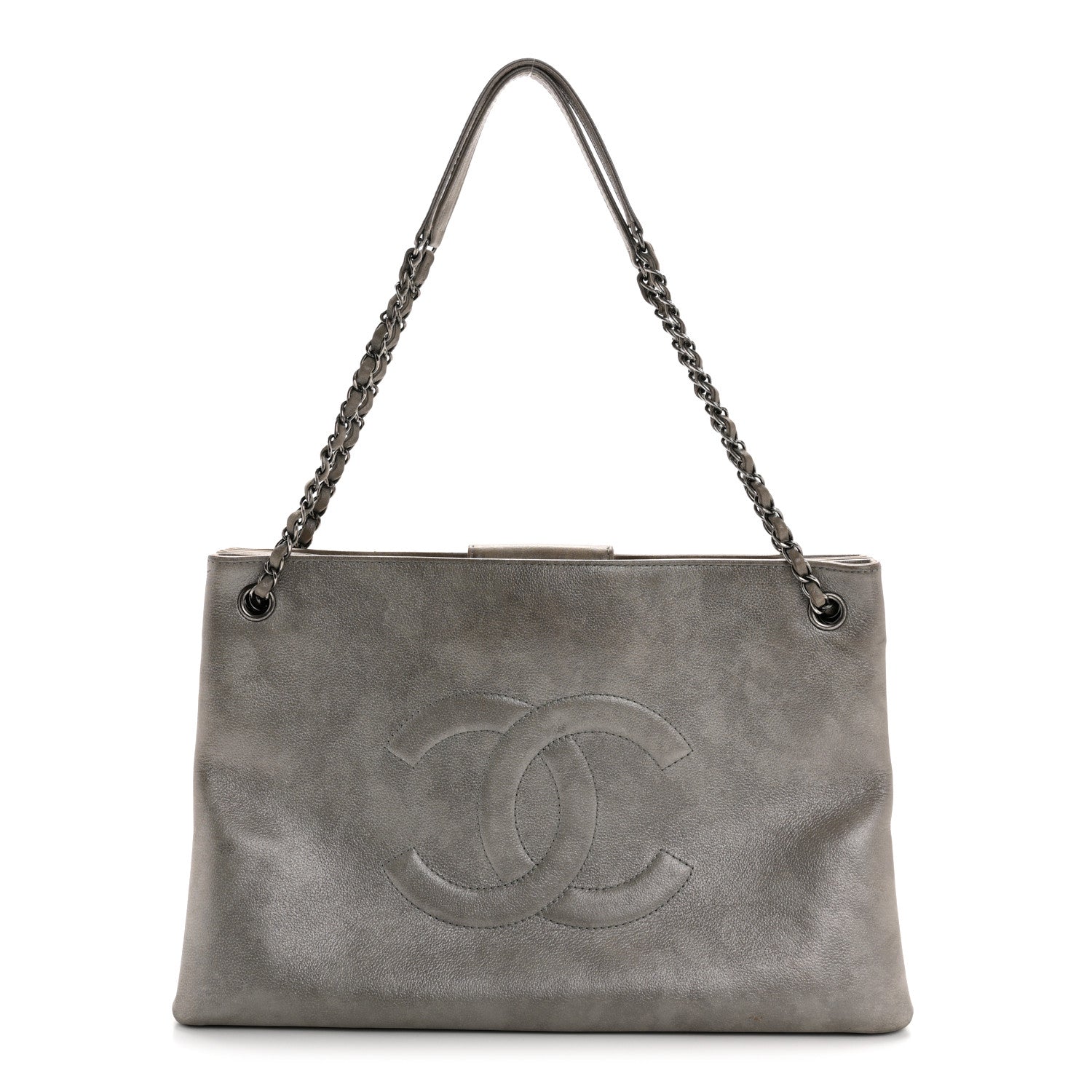 Chanel Iridescent Calfskin CC East West Shopping Tote Light Grey 1 of 17