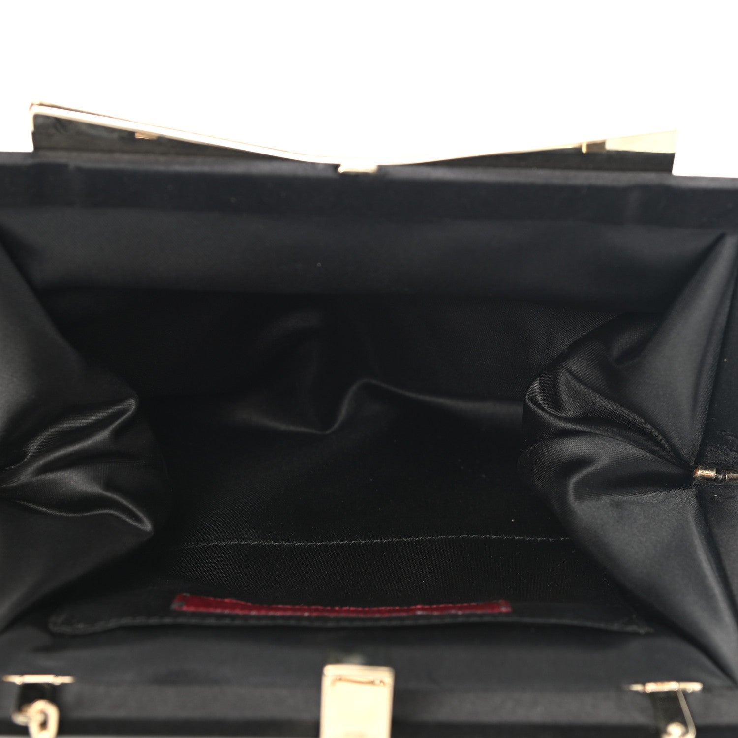 Valentino Garavani Satin Crystal Flower Embellished Clutch Black 5 of 9