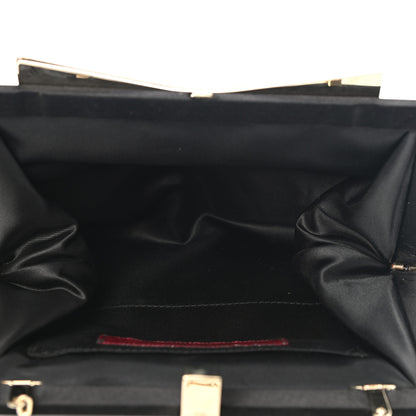 Valentino Garavani Satin Crystal Flower Embellished Clutch Black 5 of 9