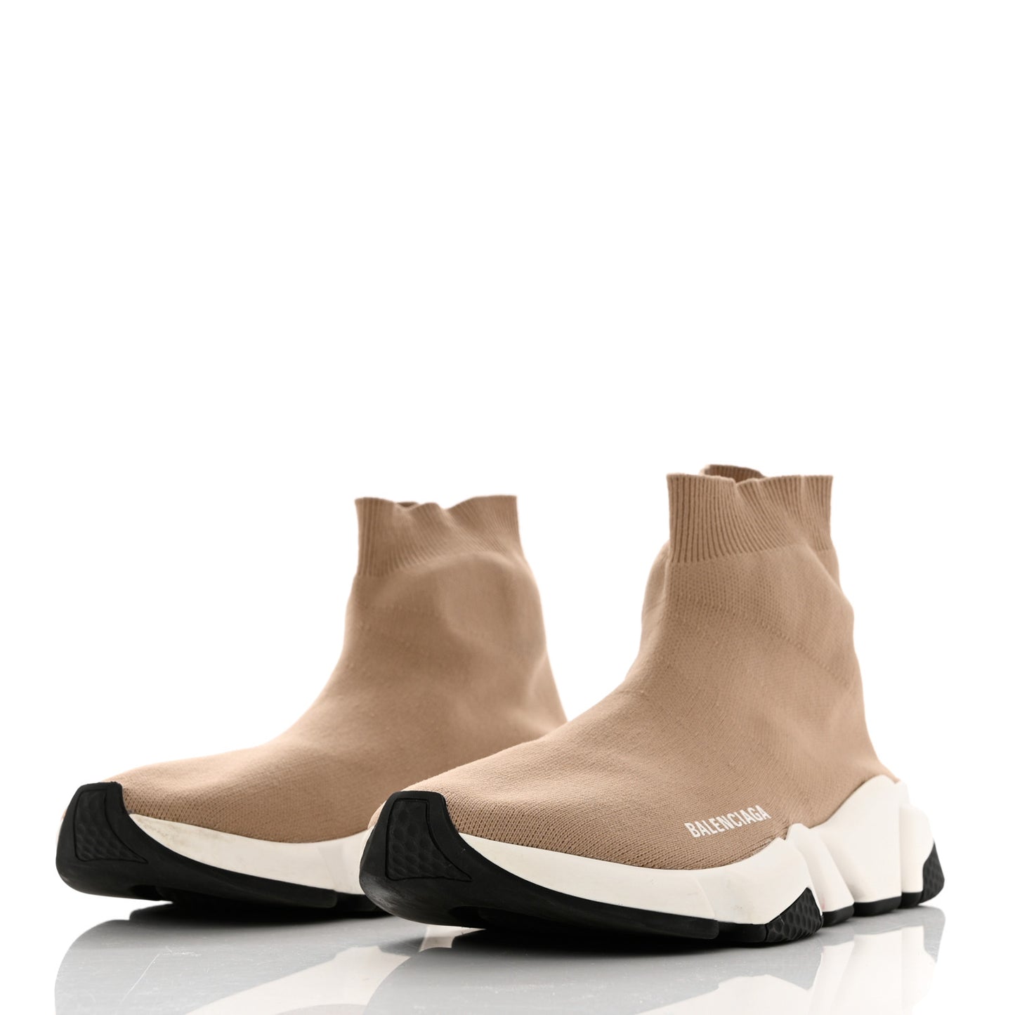 Neoprene Knit Bi-Color Sole Womens Speed Sneakers 41 Beige White Black