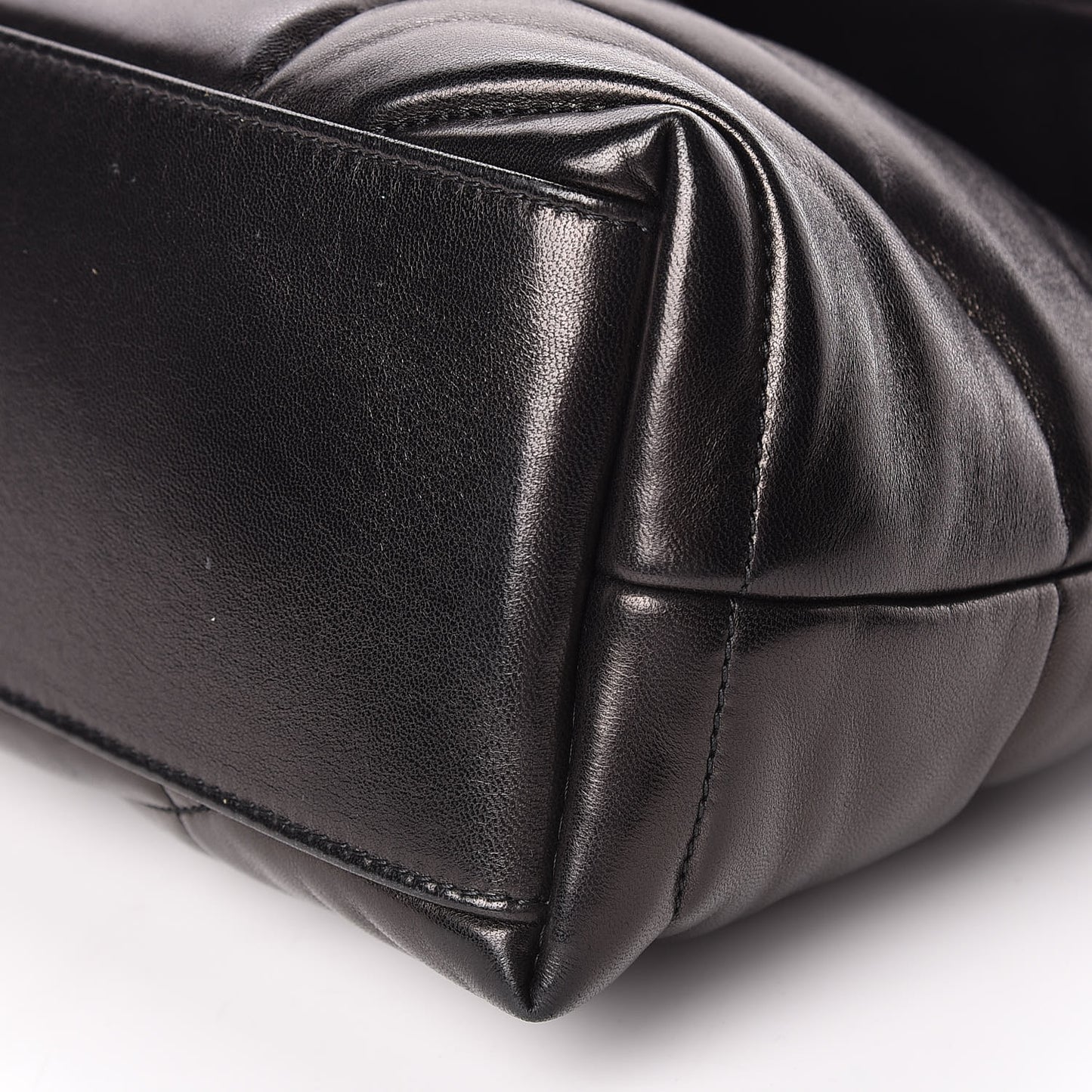 Lambskin Quilted Small Loulou Puffer Monogram Chain Satchel Black