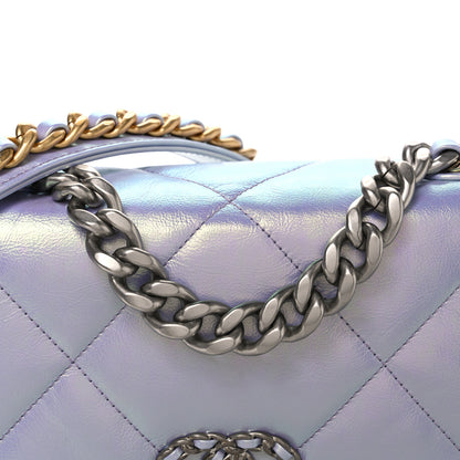 Chanel Iridescent Calfskin Quilted Medium Chanel 19 Flap Light Purple Blue 8 of 10