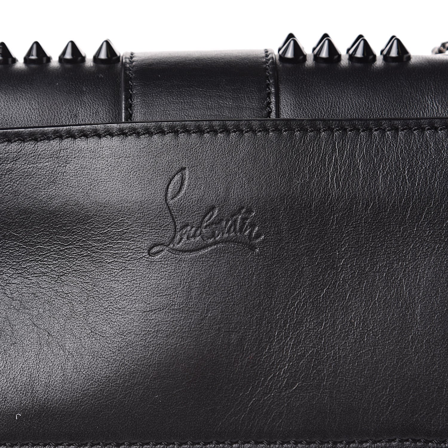 Christian Louboutin Calfskin Spikes Sweety Charity Crossbody Bag Black 7 of 11