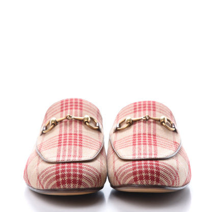 Gucci Canvas Tartan Mens Princetown Slippers 8.5 Camel Red Cuir 2 of 9