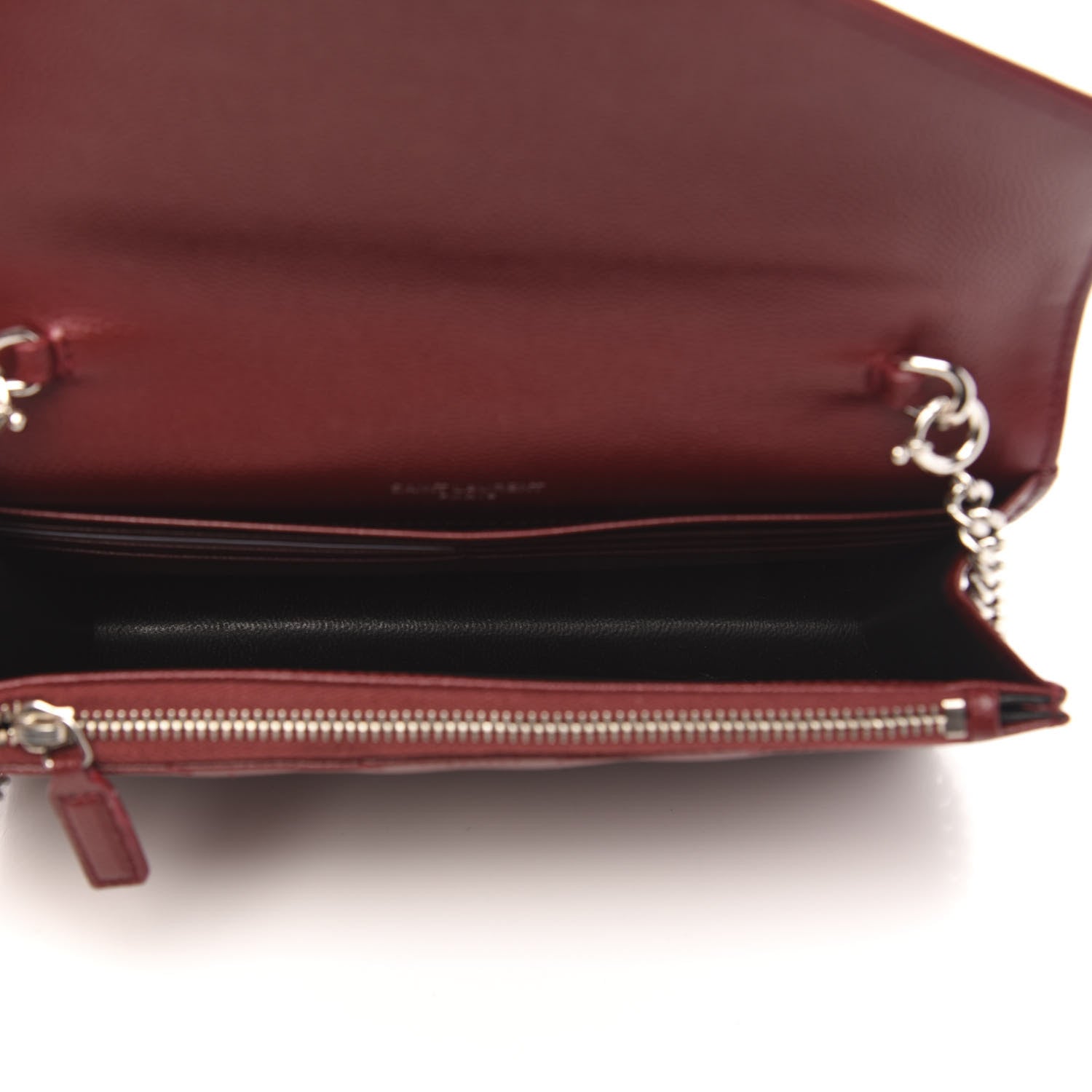 Saint Laurent Grain De Poudre Matelasse Chevron Monogram Envelope Chain Wallet Palissandre 5 of 8
