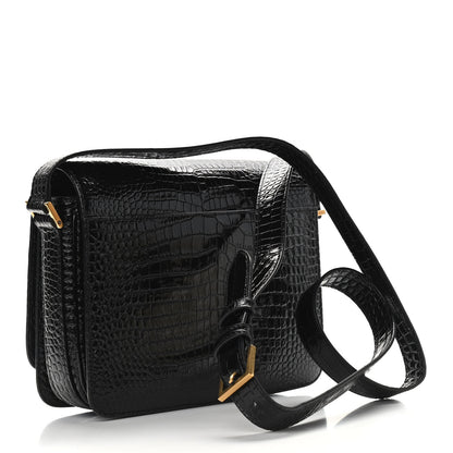 Saint Laurent Patent Crocodile Embossed Calfskin Le 61 Shoulder Bag Black 3 of 9