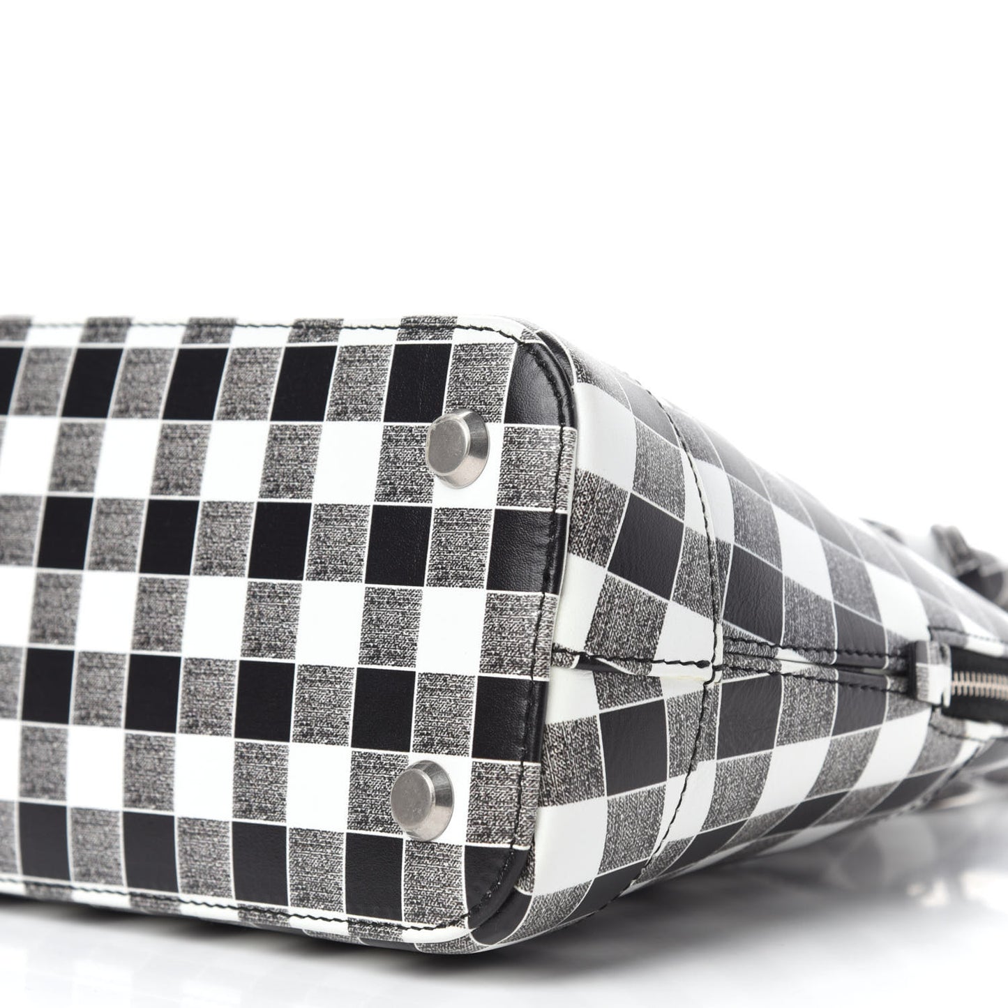 Calfskin Checked S Ville Top Handle Bag Black