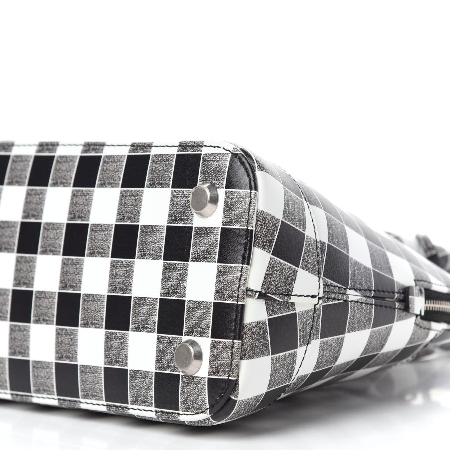 Balenciaga Calfskin Checked S Ville Top Handle Bag Black 7 of 11