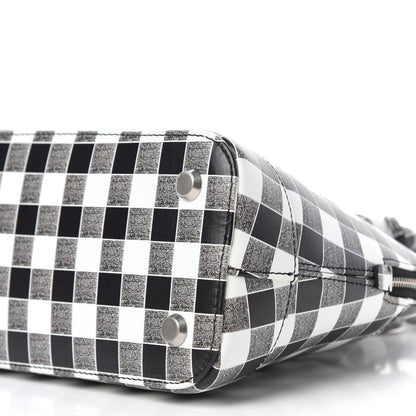 Balenciaga Calfskin Checked S Ville Top Handle Bag Black 7 of 11