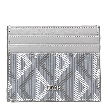 Christian Dior Calfskin CD Diamond Canvas Card Holder Grey 1 of 8