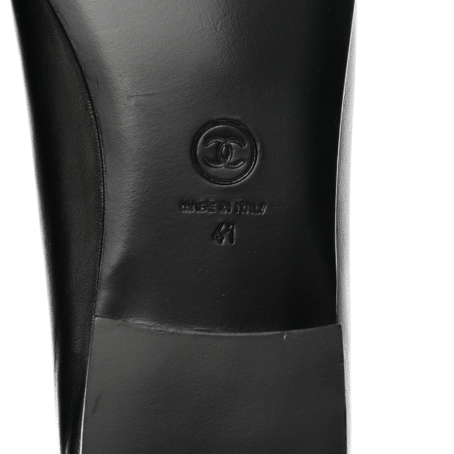 Lambskin Patent Cap Toe Ballerina Flats 41 Black