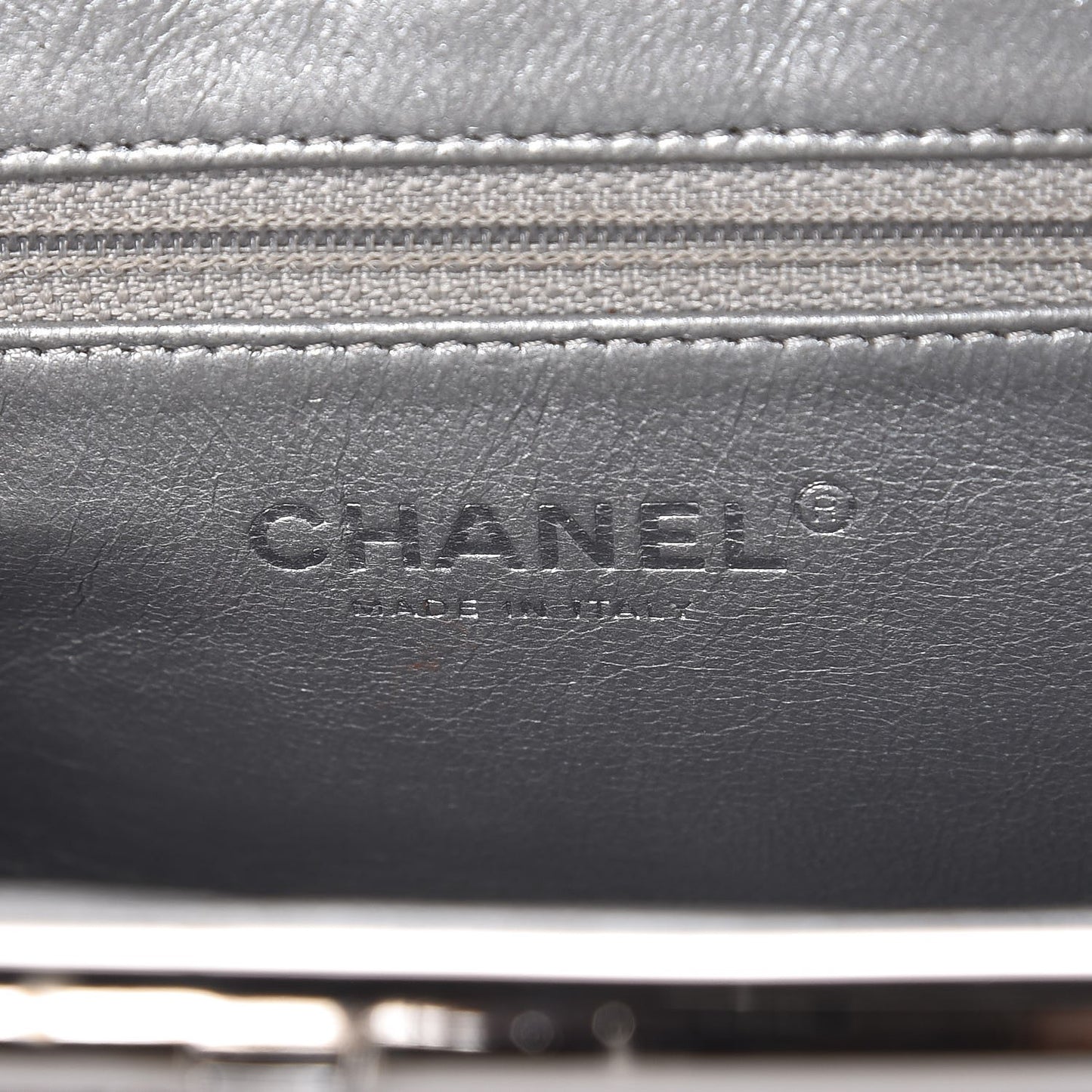 Metallic Aged Calfskin Quilted Timeless Clutch Silver
