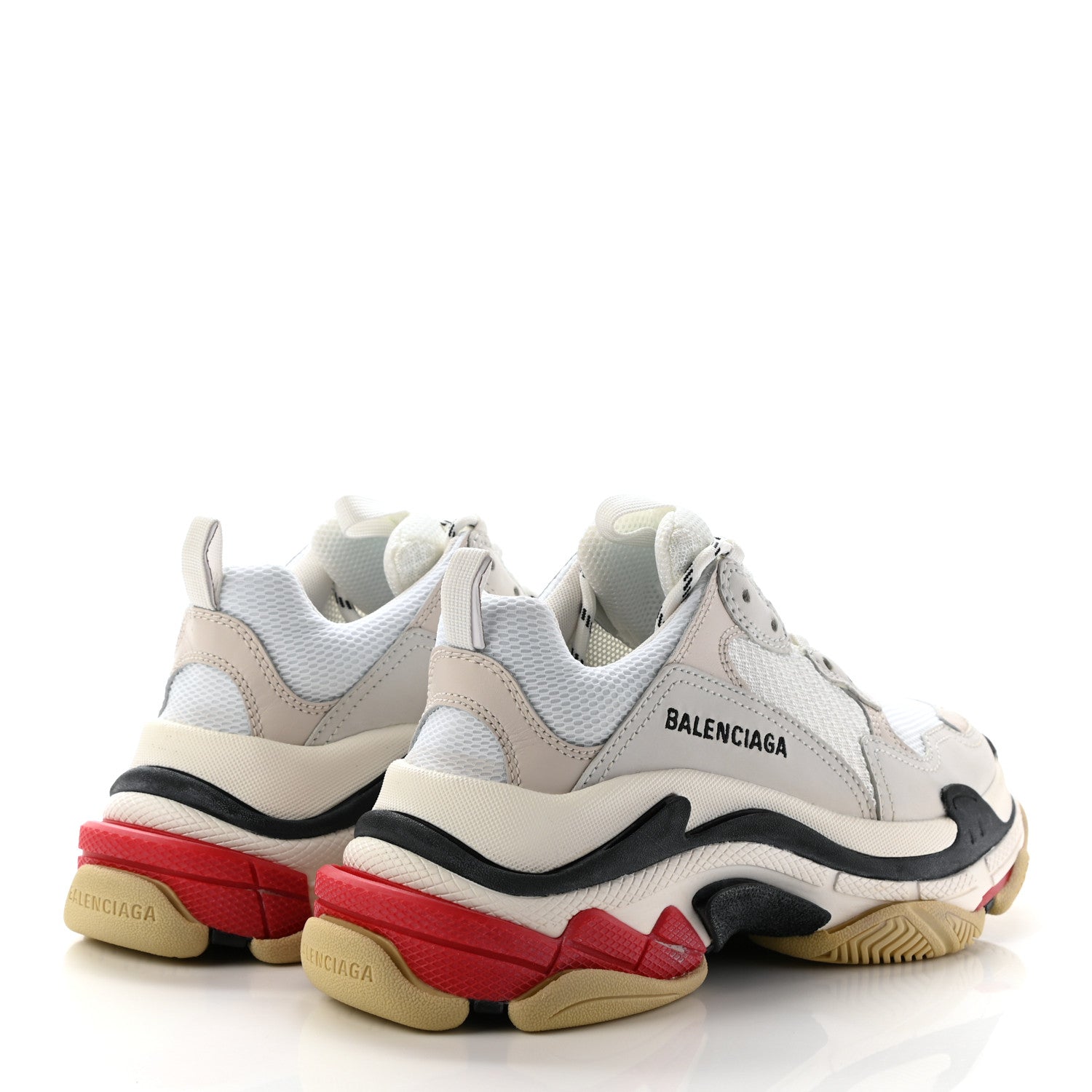 Balenciaga Fabric Mesh Womens Triple S Sneakers 38 Grey Red White 4 of 11