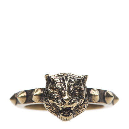 Gucci Metal Feline Head Ring 16 Aged Gold 1 of 5