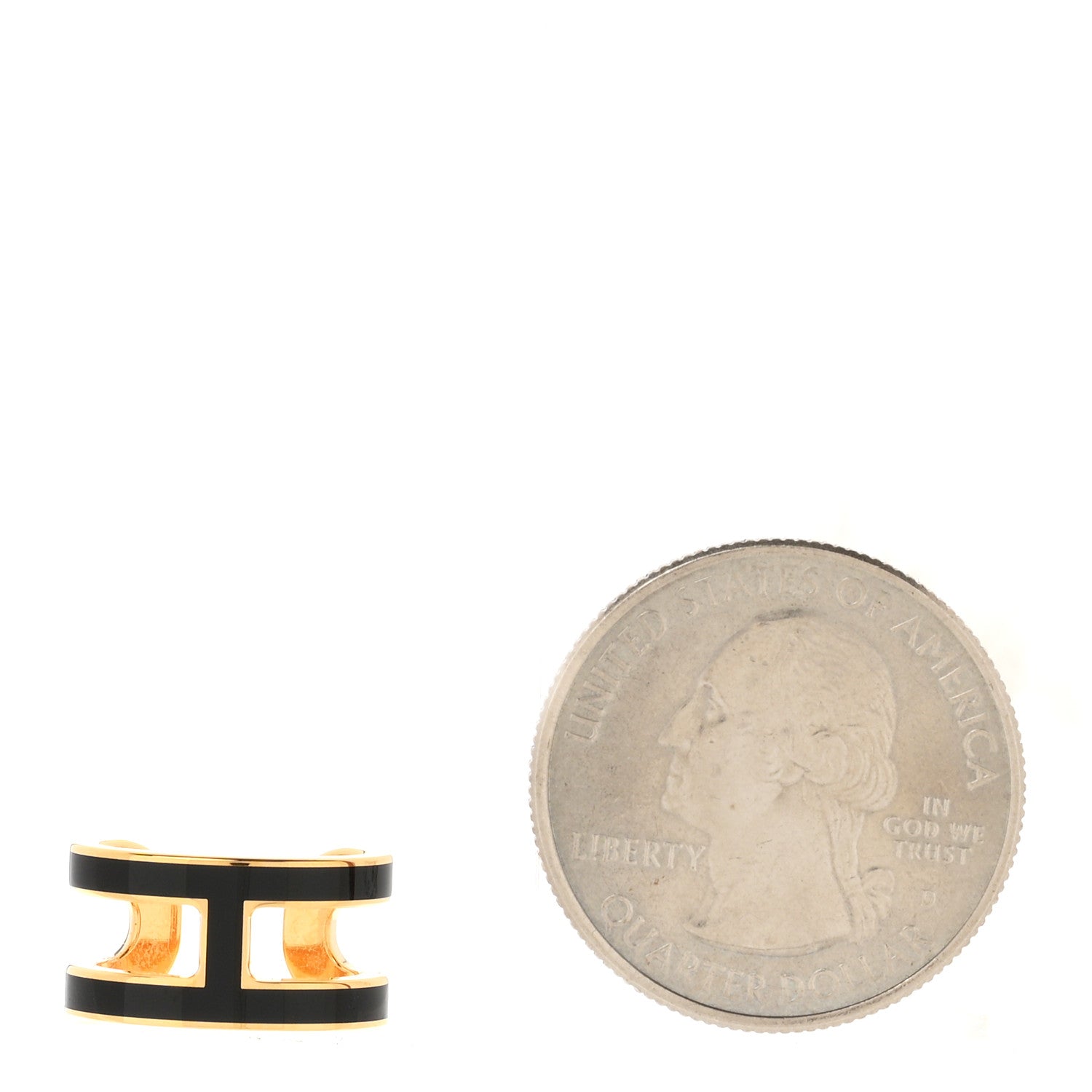 Hermes Gold Lacquered Pop H Ear Cuff Black 2 of 6