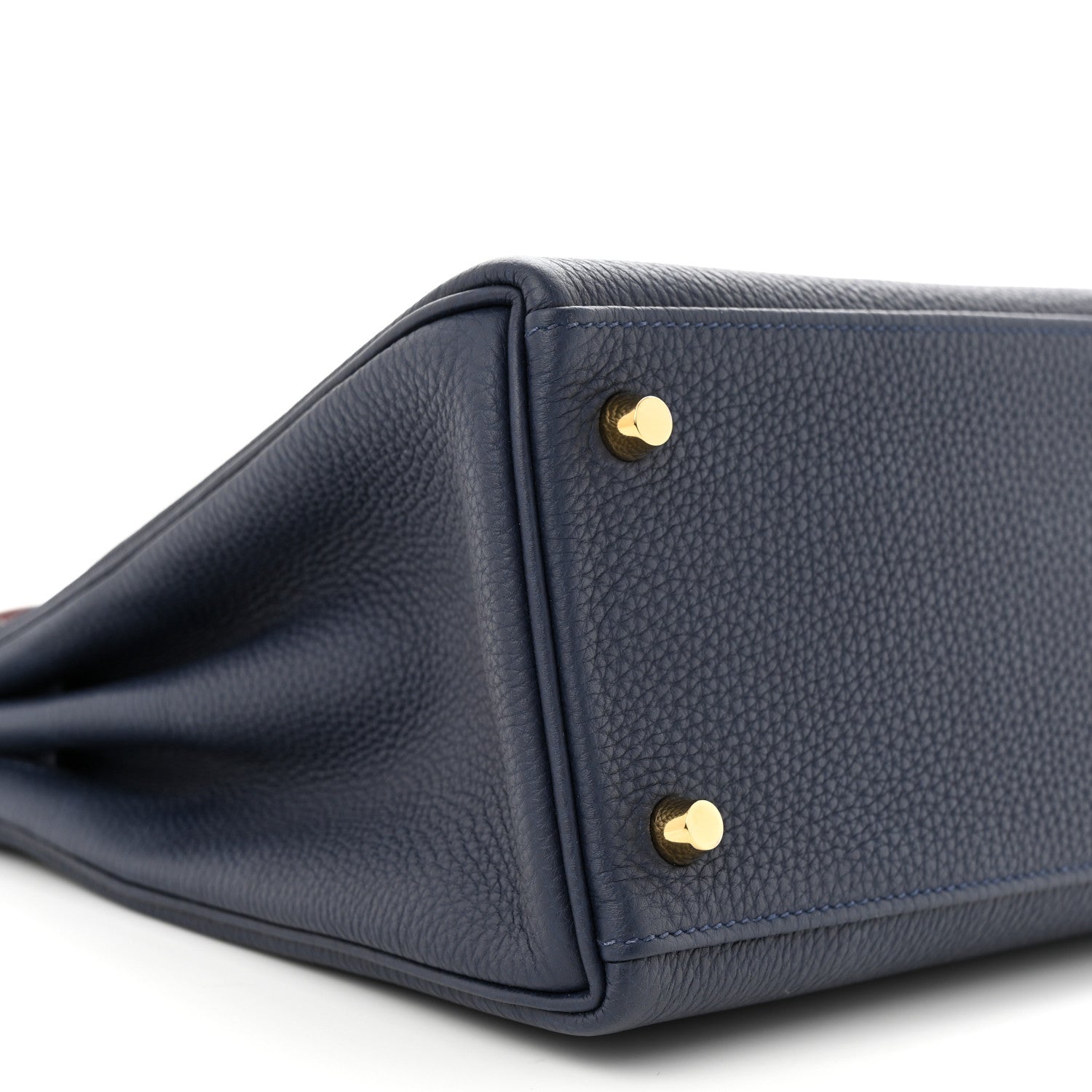 Hermes Togo Horseshoe Au Galop Kelly Retourne 28 Bleu Nuit Rouge H Fauve 9 of 13
