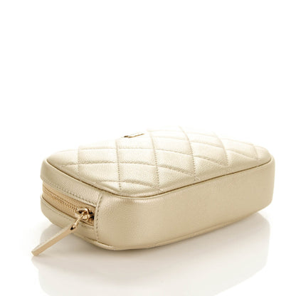 Chanel Metallic Caviar Quilted Small Curvy Pouch Cosmetic Case Gold 4 of 7