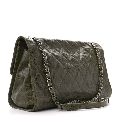 Chanel Crumpled Grained Calfskin Jumbo CC Crave Flap Green 3 of 11