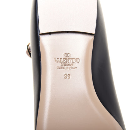 Valentino Garavani Nappa Rockstud Ankle Strap Ballerina Flats 39 Black Poudre 6 of 8
