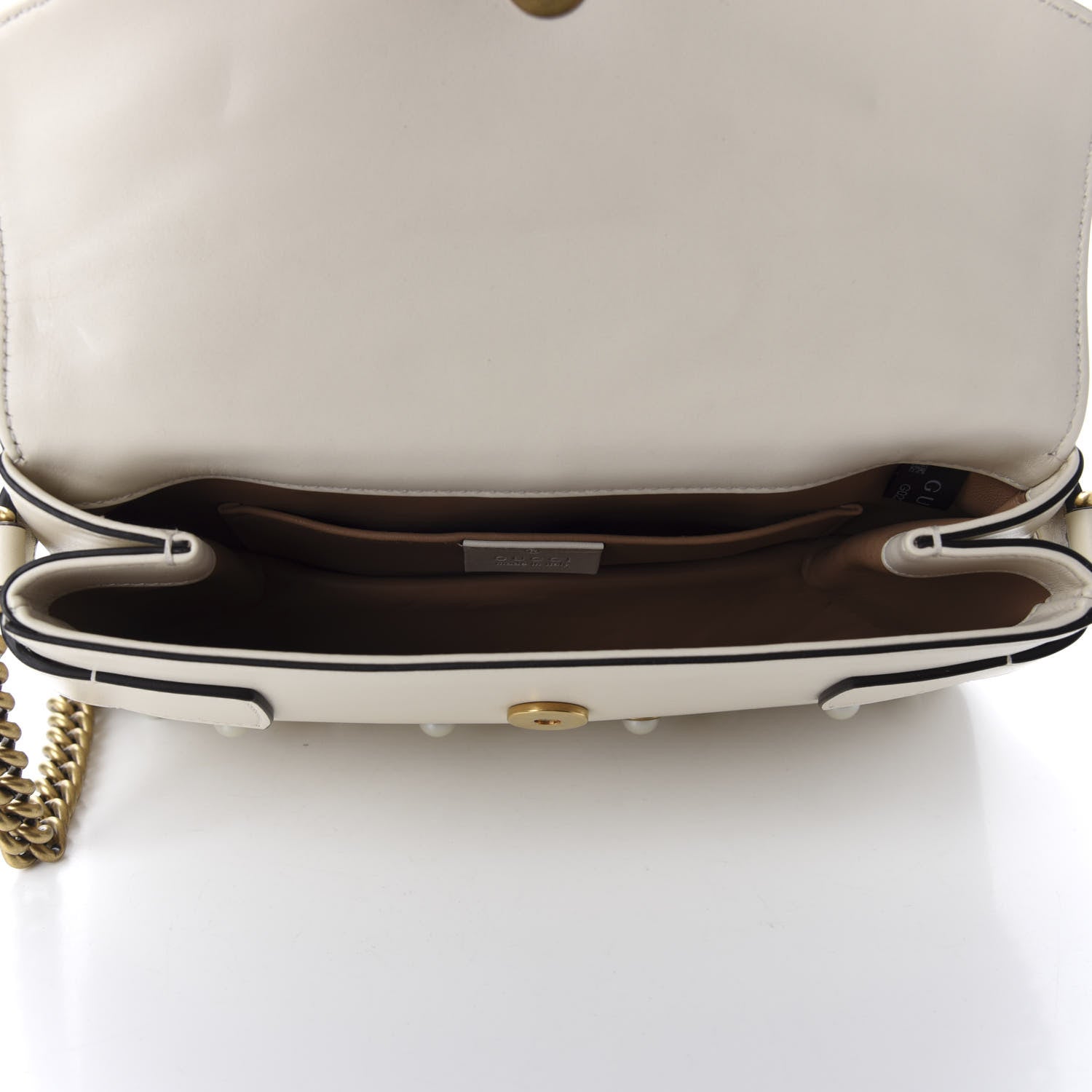 Gucci Nappa Pearl Studded Mini Queen Margaret Broadway Shoulder Bag Mystic White 5 of 11
