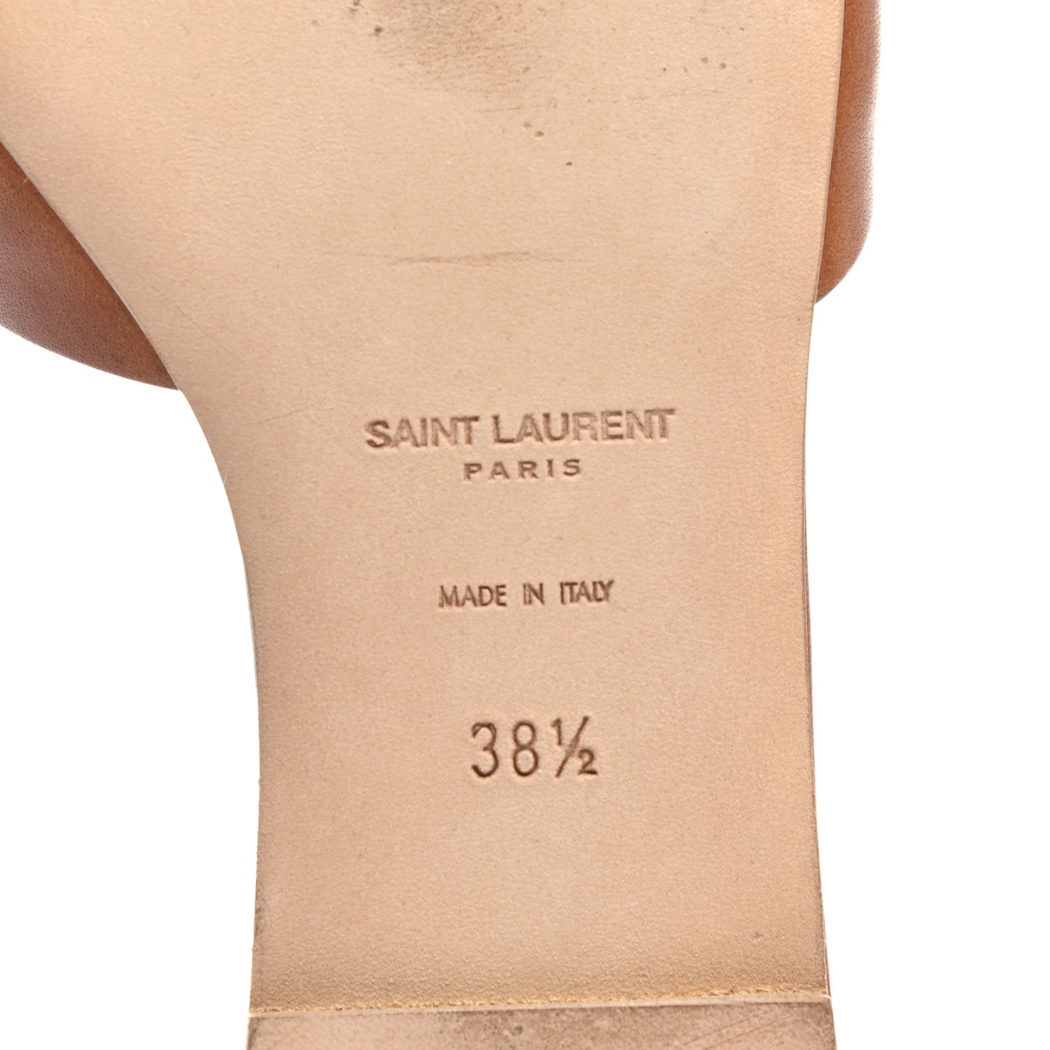 Saint Laurent Calfskin Tribute 05 Slide Sandals 38.5 Amber 5 of 9