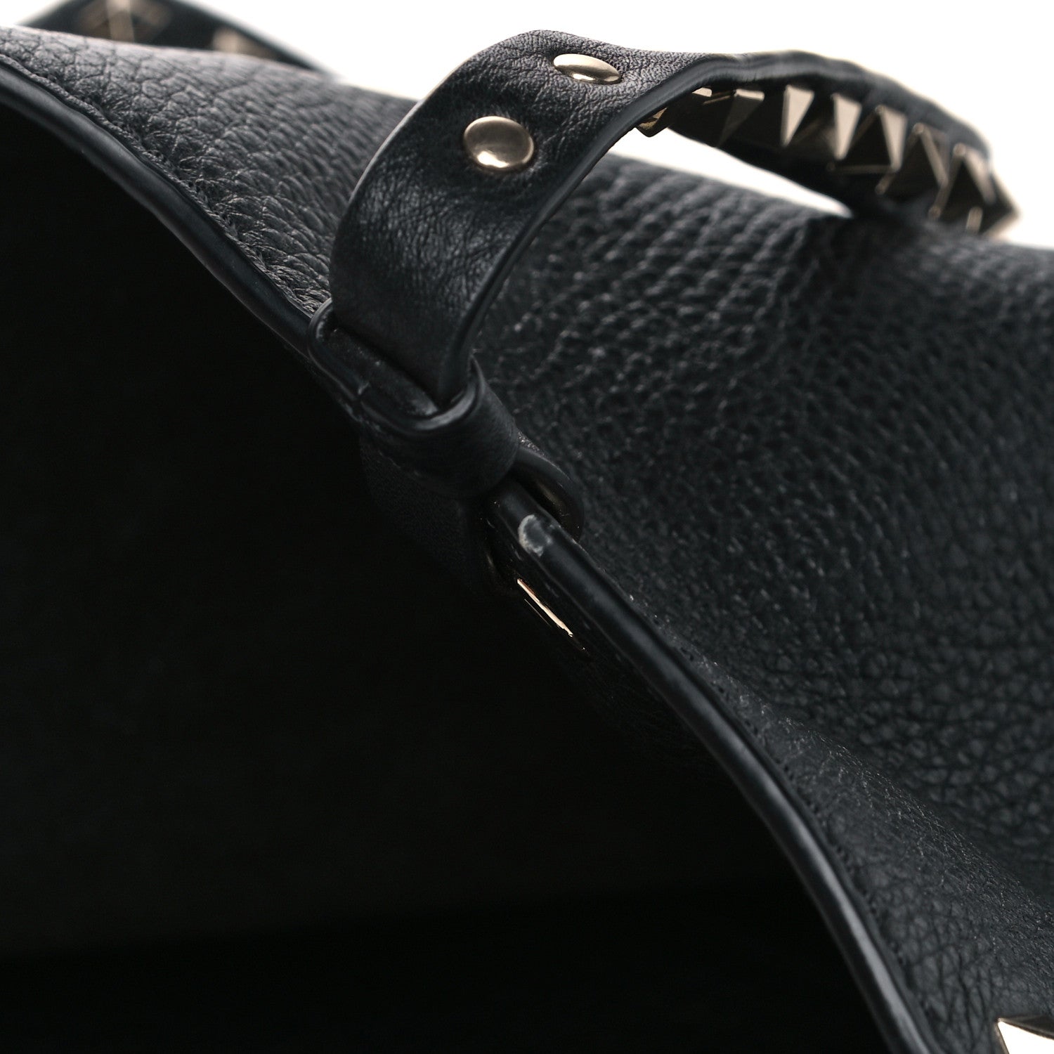 Valentino Garavani Pebbled Calfskin Medium Rockstud Tote Black 8 of 9