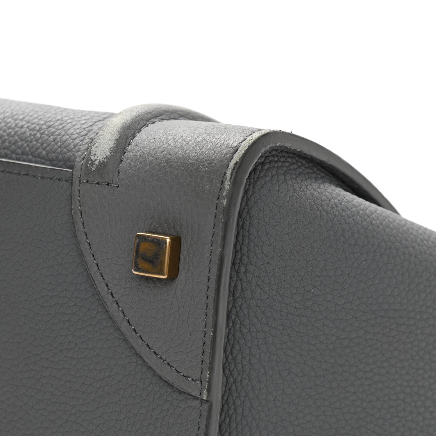 Celine Drummed Calfskin Mini Luggage Kohl 11 of 17