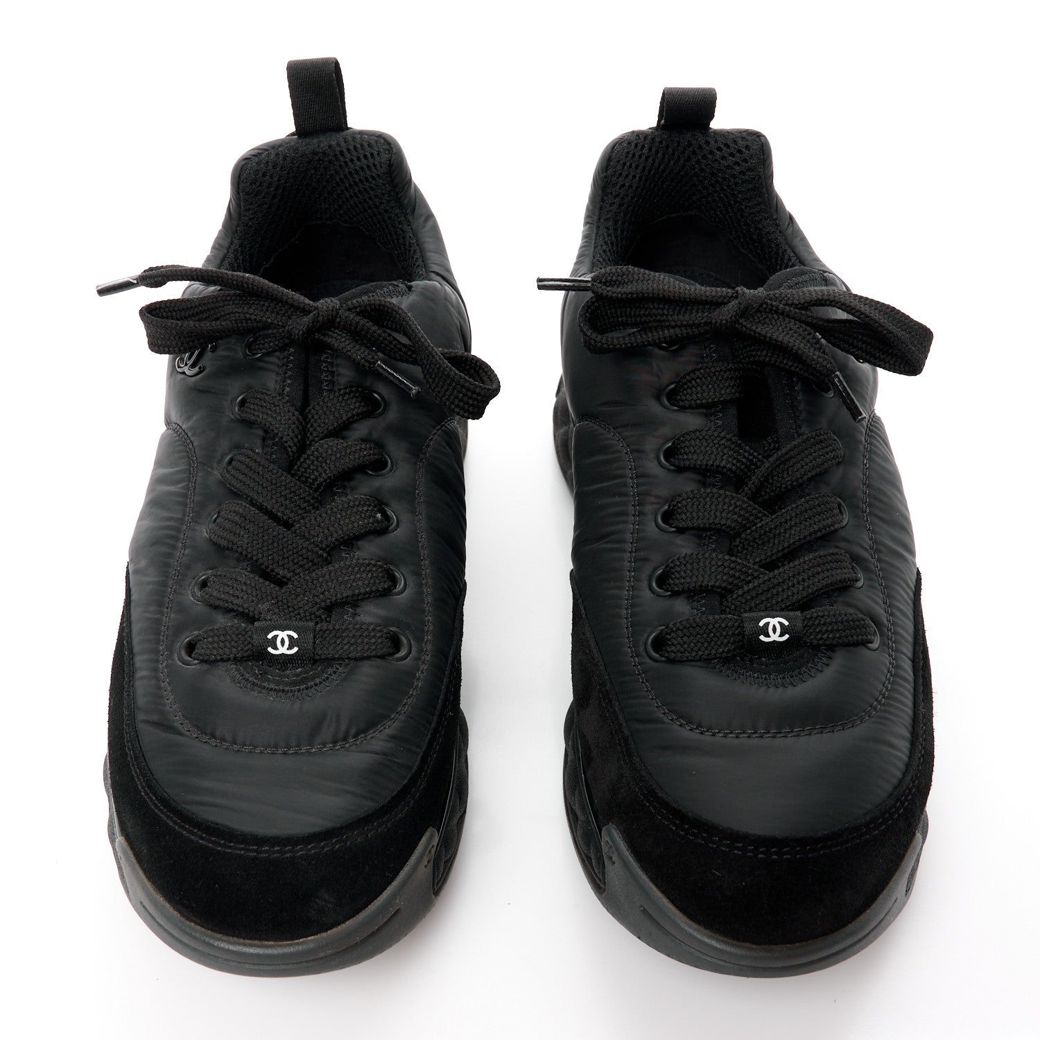Chanel Nylon Suede Calfskin CC Sneakers 41 Black 2 of 10