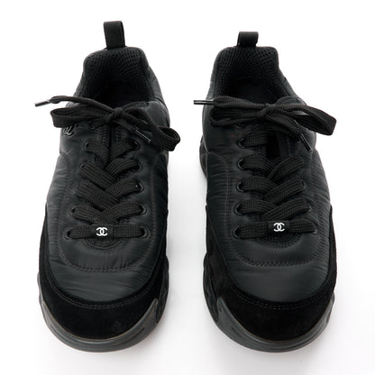 Chanel Nylon Suede Calfskin CC Sneakers 41 Black 2 of 10