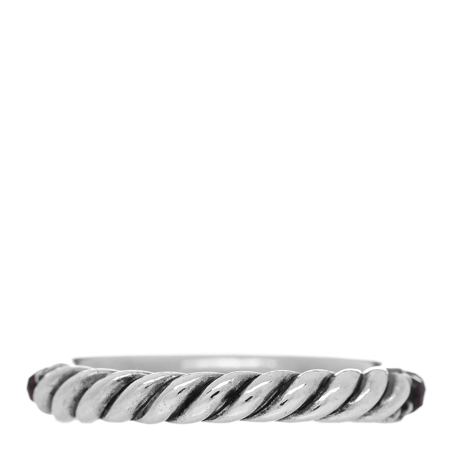 David Yurman Sterling Silver Rhodolite Garnet Cable Berries Ring 52 6 3 of 4
