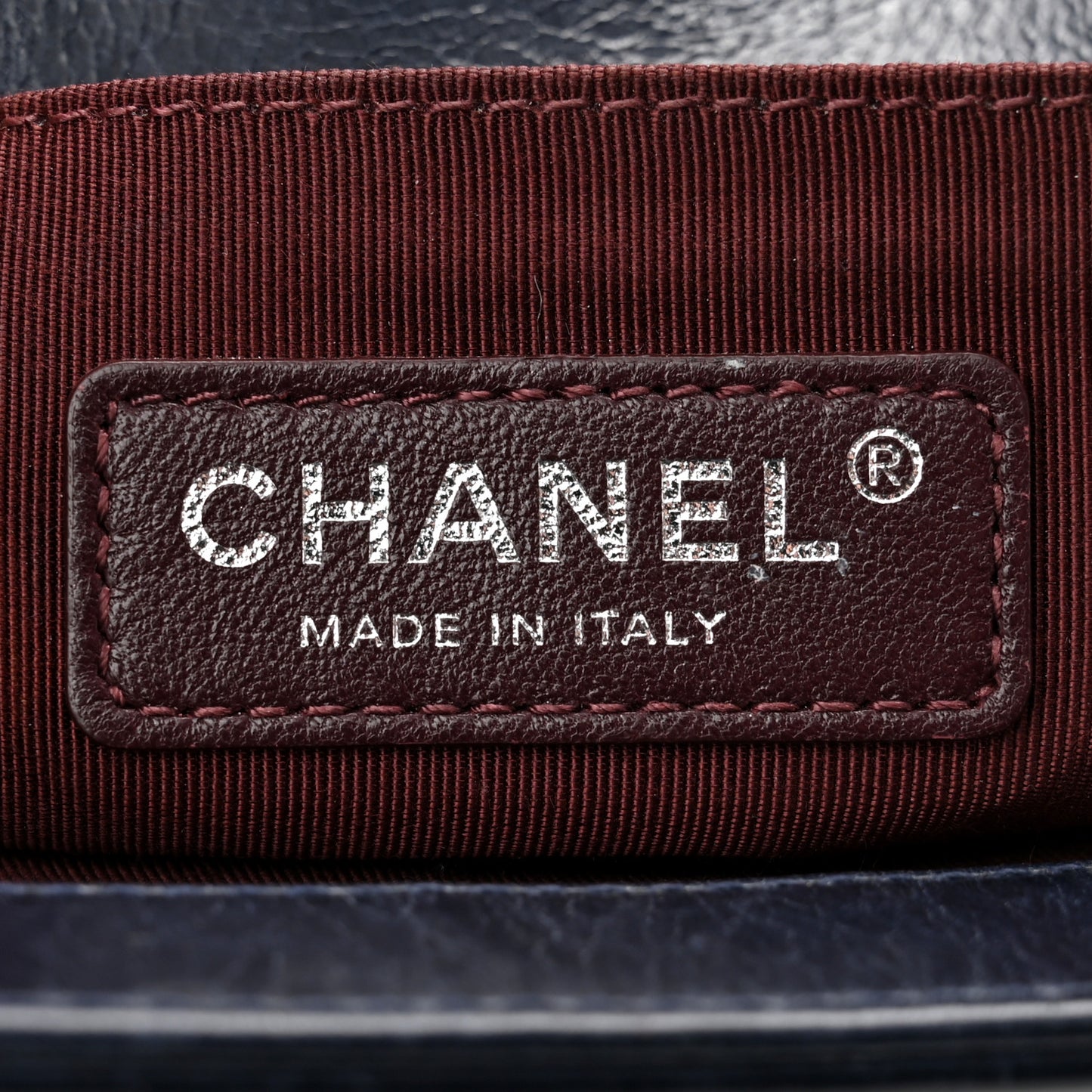 Glazed Calfskin Quilted Medium Boy Chained Flap Blue