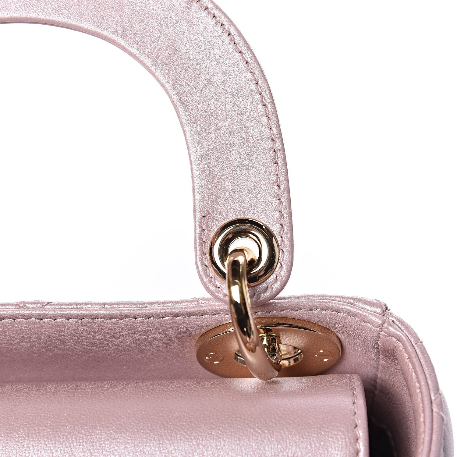Christian Dior Metallic Lambskin Cannage Mini Lady Dior Lotus 13 of 14