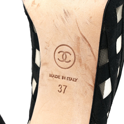 Chanel Mesh Grosgrain Cap Toe CC Heels 37 Black 7 of 7