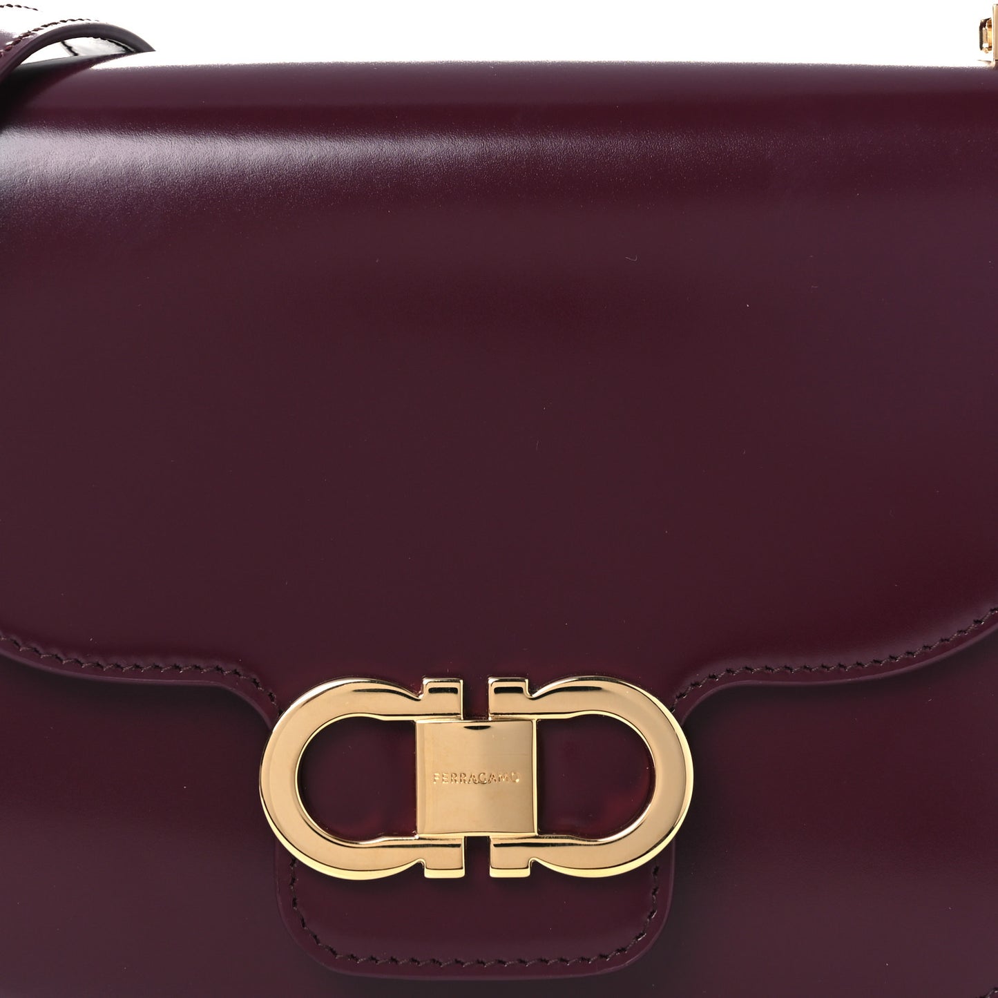 Calfskin Double Gancini Crossbody Plum