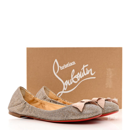 Christian Louboutin Glitter Luminor Gloriana Flat 39.5 Gold Nude 8 of 8